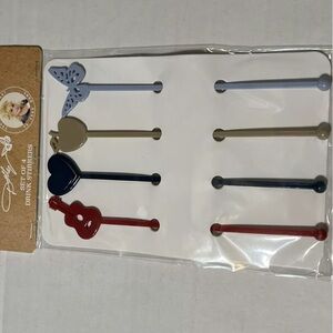 New 8 Swizzle Sticks Drink Stirrers Dolly Parton Guitar Heart Apple Butterfly